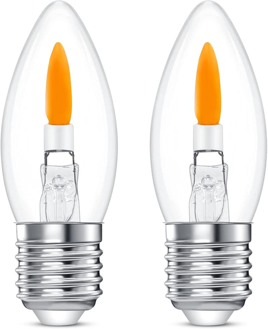 B11 Flame Bulbs 2-Pack - Standard Medium Base (E26, Not Candelabra E12), 2 Mode Flickering LED 1800K, Non-Dimmable for Halloween/Christmas Porch & Home Decor