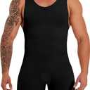 Mens Full Body Shaper Slimming Compression Bodysuit Shapewear Thigh Slimmer Tummy Control Fajas Para Hombres