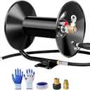 MEKOH Pressure Washer Hose Reel 100ftx3/8/130ftx1/4, 4000PSI Heavy Duty Power Washer Hose Reel with M22-14 Fitting, Hand Crank Metal Reel with Wall/Trailer/Van Mount, Manual Hose Reel for Water