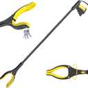 59 Inch Extra Long Grabber Reacher ToolPick Up Stick for Seniors with Strong Grip Magnetic360Rotating Anti-Slip Jaw 4" Wide Claw Opening,Hand Grabber for Reaching (Yellowblack)