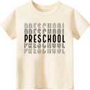 Kids Toddler Baby Boys Girls Back to School Shirt First Day of Preschool T-Shirt Short Sleeve Top (Beige)