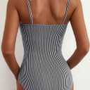 Herseas Women's Striped One Piece Swimsuits Tie Shoulder High Cut Tummy Control Bathing Suit 2026 Summer Beach Swimwear, Large