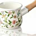 Milk Pot – Small Sauce Pan with Butter Warmer, Enamel Pot Mini Pot for Milk Boiling, Mini Saucepan for Single Serving
