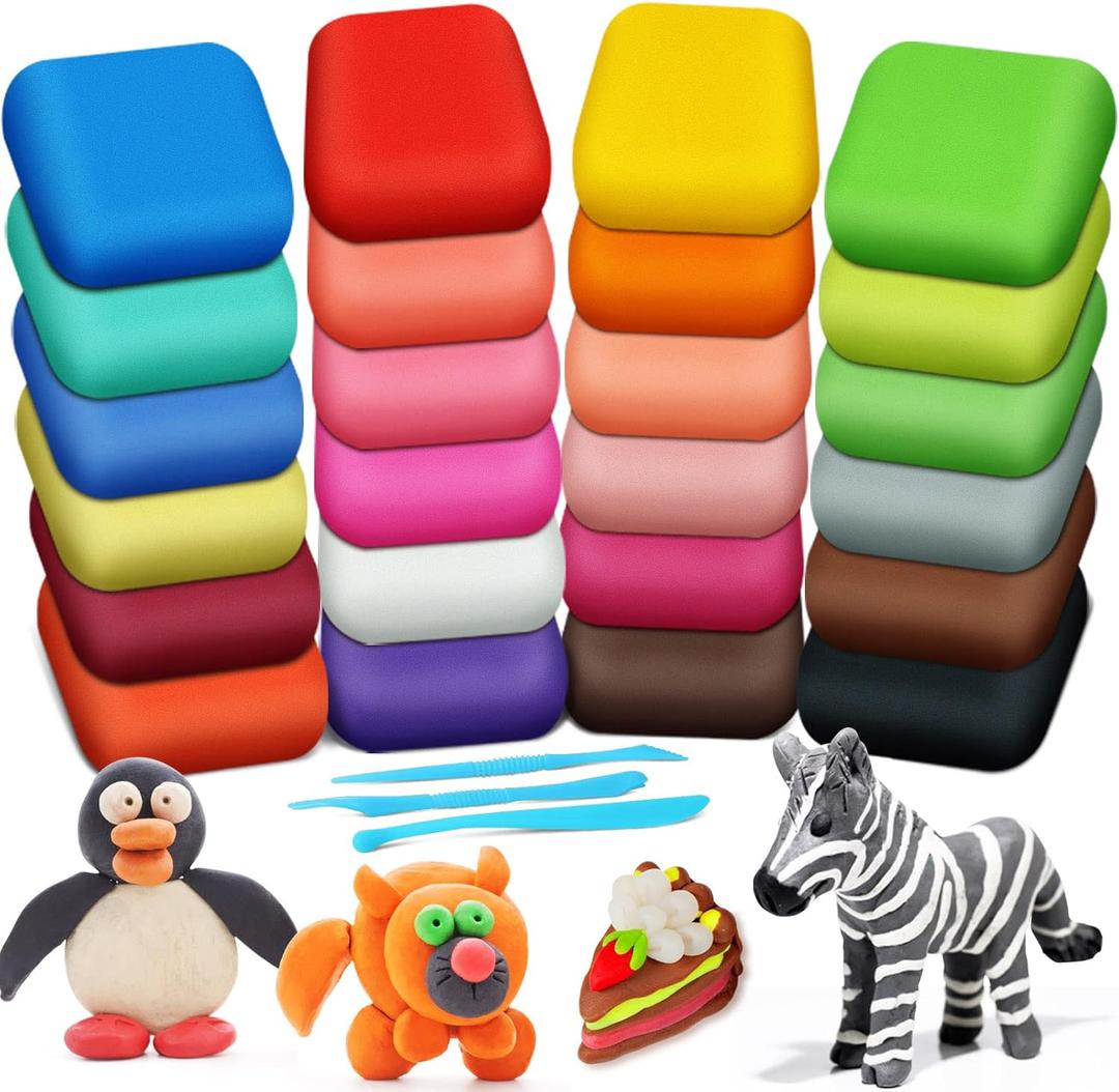 ESSENSON Magic Clay - Air Dry Clay 24 Colors, Modeling Clay for Kids with Tools, Toys Gifts for Age 3 4 5 6 7 8+ Years Old Boys Girls Kids