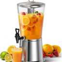 WantJoin Beverage Dispenser With Stand, Drink Dispenser for Party, Stainless Steel Water Dispenser with Ice Core, Spigot, Drink Jar Jug For Home Parties Lemonade, Clear Acrylic, 2-GALLONS 8 Liters