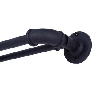 Sun Zero SN47079 Bronn Industrial Pipe Blackout Wrap Around Double Curtain Rod, 36-66" Adjustable Length, Matte Black Finish, 3/4" and 5/8" Diameter Textured Steel Tubes