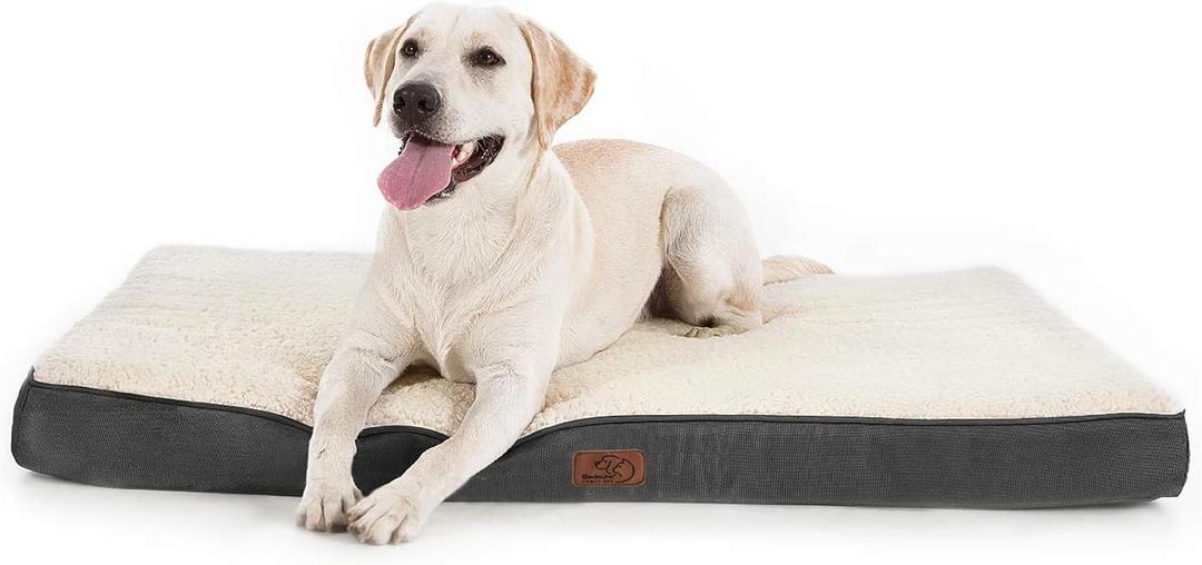 Bedsure Dog Bed Large Sized Dog - Orthopedic Waterproof Pet Beds with Removable Washable Cover, Egg Crate Foam Puppy Mat, Suitable for Pet Up to 65 lbs (36.0"L x 27.0"W x 3.0"Th, Grey)