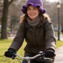 Women Crochet Bucket Hat Cute Winter Ruffled Brim Floppy Cap Handmade Knit Cloche Hats (Purple)