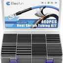 2 x Waterproof Heat Shrink Tubing Kit 400 pcs, 3:1 Dual Wall Tube - Adhesive Lined Heatshrink for Wires - Marine Grade and Industrial Shrinkable Wiring Wrap Fully Insulation Black, 7 Sizes