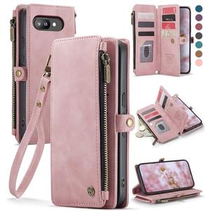 Defencase for Google Pixel 9a Case Wallet with RFID Blocking Card Holder for Women Men, Fashion PU Leather Magnetic Snap Flip Zipper Wrist Strap Wallet Phone Case for Google Pixel 9A 6.3", Rose Pink