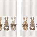 Artoid Mode Wood Stripe Rabbit Bunny Easter Kitchen Towels Dish Towels, 18x26 Inch Seasonal Spring Decoration Cleaning Set of 2