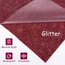 3 x TECKWRAP HTV Maroon Glitter Vinyl, Maroon Glitter Iron on Vinyl - 10" x 4FT Burgundy HTV for T-Shirt, and Other Clothing Appearance