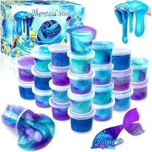 HFCHUPIN 21Pack Galaxy Mermaid Slime Kit,Party Favors for Kids,Non Sticky, Stress & Anxiety Relief, Super Soft Sludge Toy,Easter Basket Stuffers,Birthday Gifts for Girl and Boys