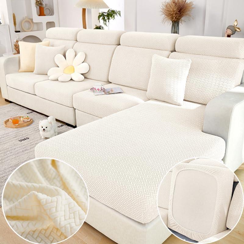Soothing Home Sofa Covers, Sofa Hero Covers for Couch, Couch Cushion Covers, Sofa Covers Washable Sectional Couch's Covers Stretch Slipcovers for Pets (Ivory White, Large Double Seat Cover)
