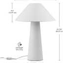 Novogratz x Globe 18" Ceramic Table Lamp, Matte Cream, Off-White Tapered Fabric Shade, in-Line Rocker Switch, 5 Ft. Clear Cord, Home Office, Desk, Living Room