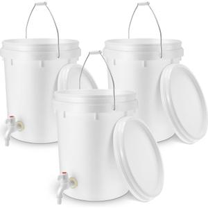 Maxcheck 3 Pack Bucket with Spigot and Lid, Plastic Drink Dispenser with Bottling Bucket Spigot for Self Service Catering and More(5 Gallon)
