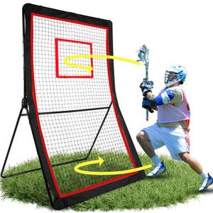 Lacrosse Rebounder,4x7/5x7ft Green/Red Volleyball Rebounder Net with 5 Adjust Angles,1 Carry Bag,Baseball Bounce Back Fix by 6 Ground Stake, Pitch Back for Lacrosse,Volleyball Training
