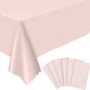 6 Pack Plastic Light Pink Tablecloth, 54 X 108Inch Party Table Covers Pink Scalloped Table Cloths for Rectangle Tables Disposable Tables Cover for Picnic Baby Shower Tea Party Wedding Bridal