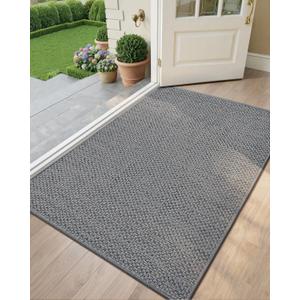 Color&Geometry Ultra-Thin Indoor Door Mat Entrance,36"x56"Heather LightGrey