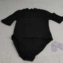 MANGOPOP Womens Mock Turtle Neck Bodysuits Half Elbow Short 3/4 Sleeve Bodysuit for Going Out, Size  M