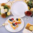Festiva 50Pcs Gold Plastic Plates - 9 Inch White Plastic Plates with Gold Rim - Disposable Dinner Plates - include 50 salad&pasta Plate Perfect for Party&Wedding&Thanksgiving &Christmas