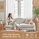 LAMIT White Linen Textured Blackout Curtains 54 Inches for Bedroom, Thermal Farmhouse Curtains Back Tab and Rod Pocket Privacy Protected Burlap Panels with White Liner, 2 Panels, 52 x 54 Inch