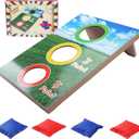 GOTHINK Portable Cornhole Set for Kids - 3 Holes Wooden Bean Bag Toss Game Set with 4pcs Cornhole Bags - Tossing Games for School Field Day Boys & Girls Family Night/Birthday Party