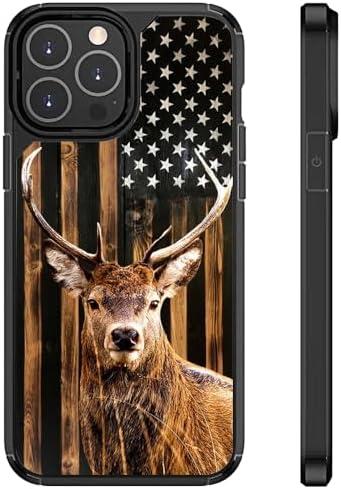 ZHUXUXITT Compatible with iPhone 16 Max Case,Classic Wood Grain Deer Flag Case for iPhone 16 Pro Max Design for Men Boys [Anti-Scratch] Non-Slip+Shockproof Rugged TPU Protective Case