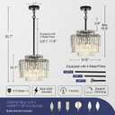 Modern 12.8 Black Crystal Chandelier Ceiling Light Fixtures for Dining Room Luxury Glam 4-Light Crystal Chandeliers Lighting for Bedroom Entryway Hallway Living Room Kitchen Island Foyer