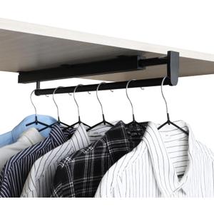 Pull Out Closet Rod Valet Rod Closet Pull Out Pants Rack For Closet Black Valet Rods For Closets 13-3/8 Inch Pull Out Telescopic Trouser Rack Shallow Cabinet Organize Pants And Clothes