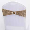 Dimatic 50 PCS Stretch Sequin Chair Sashes Chair Stretchy Spandex Bands for Wedding Reception Events Banquets Chairs Decoration (Champagne)