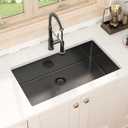 Undermount Kitchen Sink Black Stainless 30 Inch Sink Single Bowl, 30x18x9 Undermount