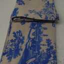 Blue Toile Curtains for Living Room 84 Inch Length 2 Panels Set Linen Toile de Jouy French Country Vintage Victorian Window Curtain Drapes for Bedroom Rod Pocket
