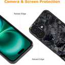 molzar Grip Series for iPhone 16 Case with Real Forged Carbon Fiber, Grippy Edges Design, Built-in Magnets, Compatible with MagSafe Chargers and Accessories, Glossy Black/Blue