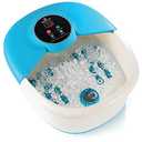Medical king Foot Spa Massager with Heat, 14 Rollers in Foot Shape - 5 in 1 Foot Bath Massager - Adjustable Heating, Bubbles, Vibration, Pumice Stone, Mini Massage Points White, Blue