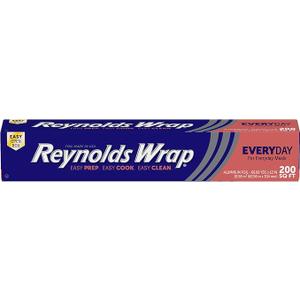 Reynolds Wrap Everyday Strength Aluminum Foil Roll, Freezer and Grill Safe, Great for Foil Packets and Home Cooking, 12 Inches Wide, 200 Total Sq. Ft.