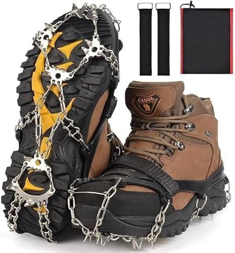 Ice Trekkers for Boots - Crampons Ice Cleats Traction Snow Grips for Boots Shoes with 23 Stainless Steel Spikes Anti Slip for Walking,Hiking,Climbing,Fishing and Mountaineering