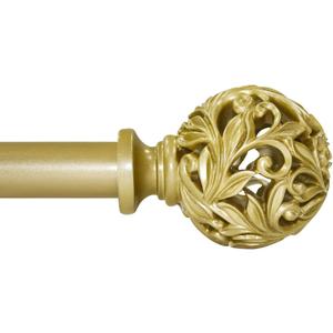 Curtain Rods 18 to 64 inches (1.5-5.33 ft), 1 Inch Diameter Adjustable Heavy Duty Curtain Rods with Decorative Openwork Carved finials for Home Decorative Curtain Rod Gold