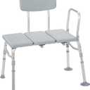 Drive Medical 12011KD-1 Tub Transfer Bench For Bathtub, Height Adjustable Shower Bench with Backrest, Shower Seat Shower Chair Bath Chair for Elderly, Seniors, Arm Support for Transfer, 400 Weight Cap