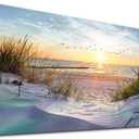 Canvas Wall Art For Living Room Large Size Wall Art Decor For Bedroom Blue Ocean Beach Landscape Paintings Poster Prints Artwork Office Decorations Seascape Wall Pictures Modern Room Home Decor Works (40L" x 20W")