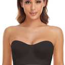 Lusait Strapless Bra for Women Non-Slip Silicone Padded Bandeau Bra Wireless Tube Top Bralette (Small, Black)