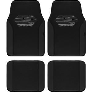 Skechers Car Floor Mats,Memory Foam Car Mats,Floor mats for Cars with Anti-Slip PVC Heel Pad,Universal Fit Automotive Floor mats for SUV,Vans,sedans, Trucks,Set of 4pcs,Black