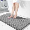 Yimobra Bathroom Runner Rug 55x24 Inch - Extra Long Non Slip Chenille Bath Mat, Soft & Absorbent, Machine Washable Shaggy Hallway Carpet for Vanity Tub Shower, Gray Home Decor Accessories (Grey)