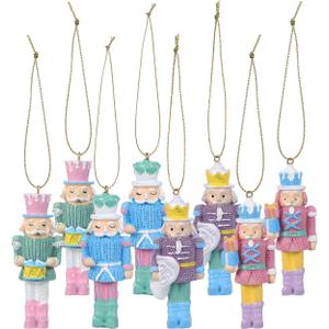 Garneck 8pcs Christmas Nutcracker Ornaments Small Wooden Hanging Decorations 2.87'' Mini Nutcracker Soldier Figures for Xmas Tree Holiday Party Home Decor