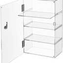 Barydat Acrylic Display Case with Lock Key Countertop Display Case Clear Showcase Display Cabinet Multi Functional Safe Storage Box for Retail Store (Removable 4 Tier,11.8 x 5.9 x 18.9 Inch)