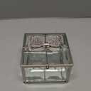 Bow tie square Glass Jewelry Box,Jewelry Ring, Bracelet, Souvenir Metal Display Box, Transparent Storage Box.(3.9x4.2x3.2inches) (Silver)