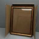 12x16 Wood Picture Frame Gold, Ornate Natural 16x12in Frame, Modern Golden 12 x 16 inch Gallery Wall Photo Poster Frame with HD Plexiglass, Horizontal Vertical Wall Mounting Display 1pcs