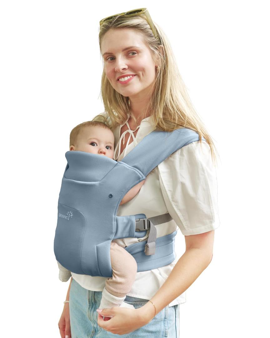 GROWNSY Baby Carrier Newborn to Toddler, Cozy Baby Wraps Carrier, Ergonomic Baby Carrier with Head Support, Oxford Blue
