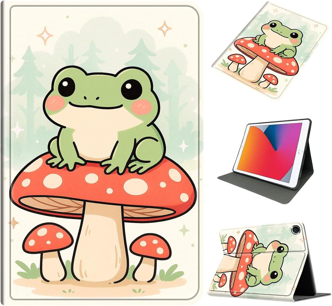 Durable Case for Amazon Fire HD 10 & 10 Plus Tablet (13th/11th Generation, 2023/2021, 10.1"), PU Leather Stand Cover with Auto Wake/Sleep, Slim Shockproof Protective Shell, Kawaii Frog