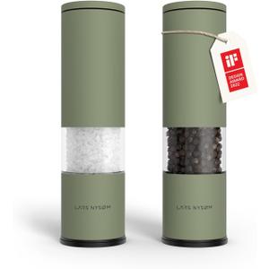 LARS NYSM Salt and Pepper Grinder Set Manual, Stainless Steel Salt and Pepper Mills with Adjustable Ceramic Grinder I Design Spice Shakers (Sage Green)